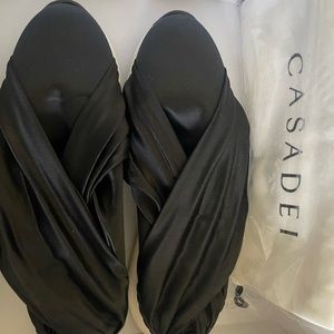 Casadei black satin shoes, great shape, size 8,5